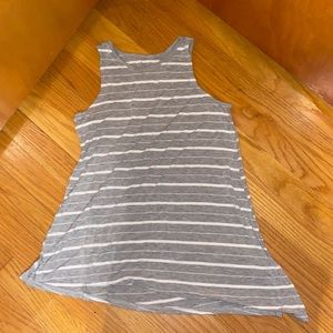 Justice girls grey and white tank top with stripes, size 14